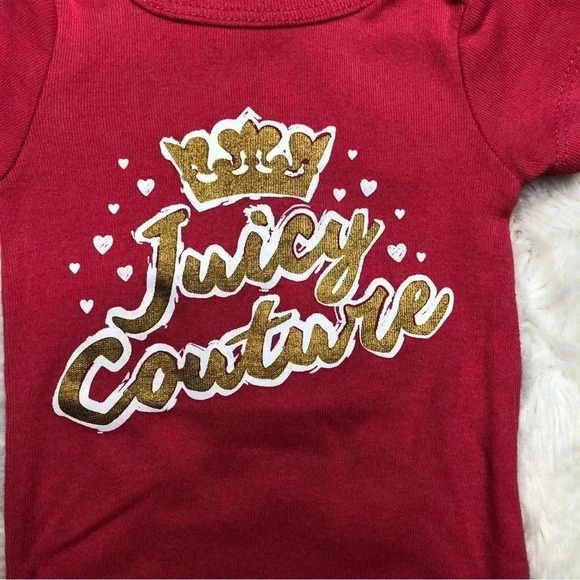 Juicy Couture  Diaper Shirt Onesie Pink Size 0-3 Months - Picture 3 of 16
